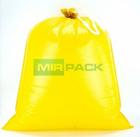 Пакеты для мусора с завязками 35 л, 18 мкм, 15 шт, ПНД, желтые, с ручками - Вид 4